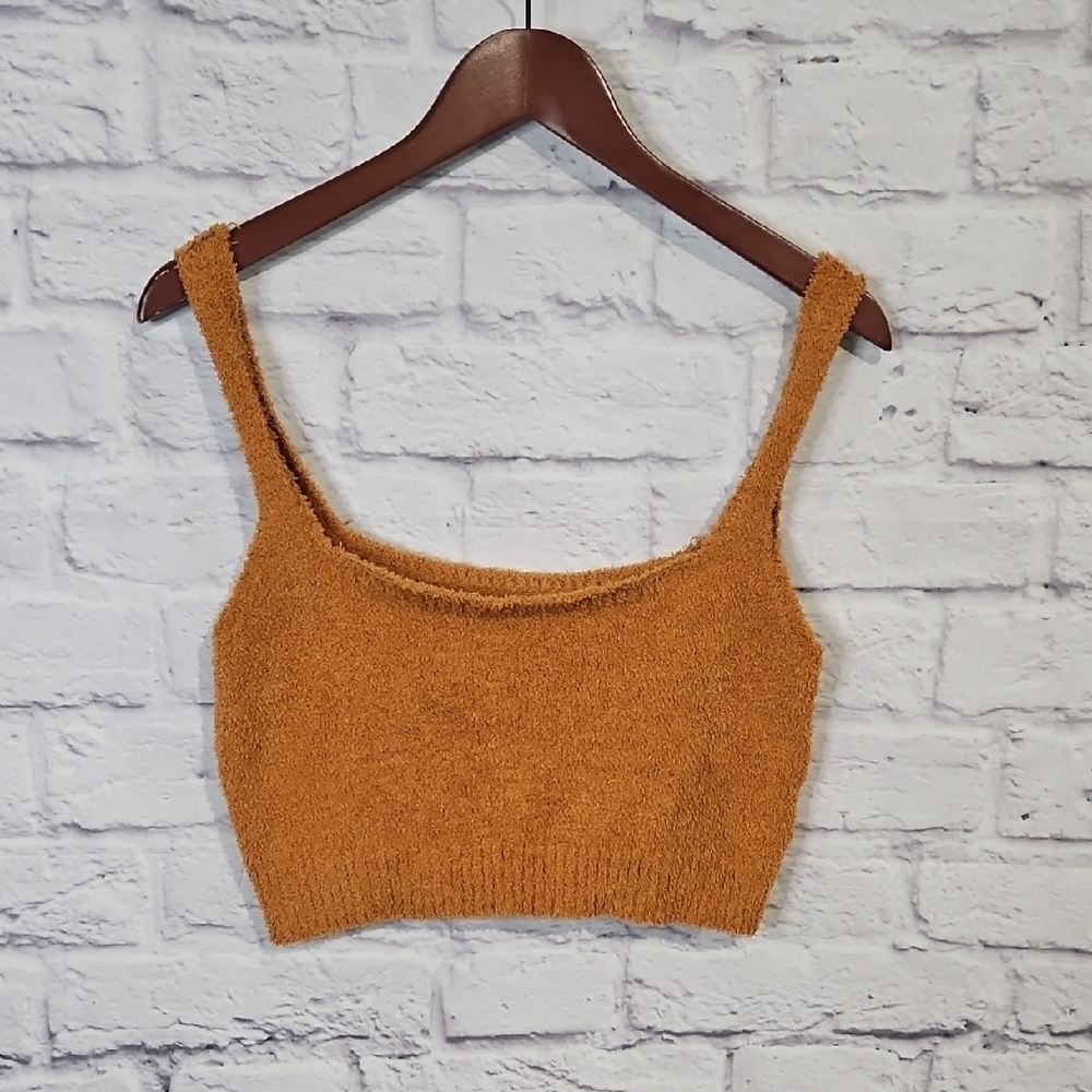 Forever 21 Orange Ribbed Crop Tank Top